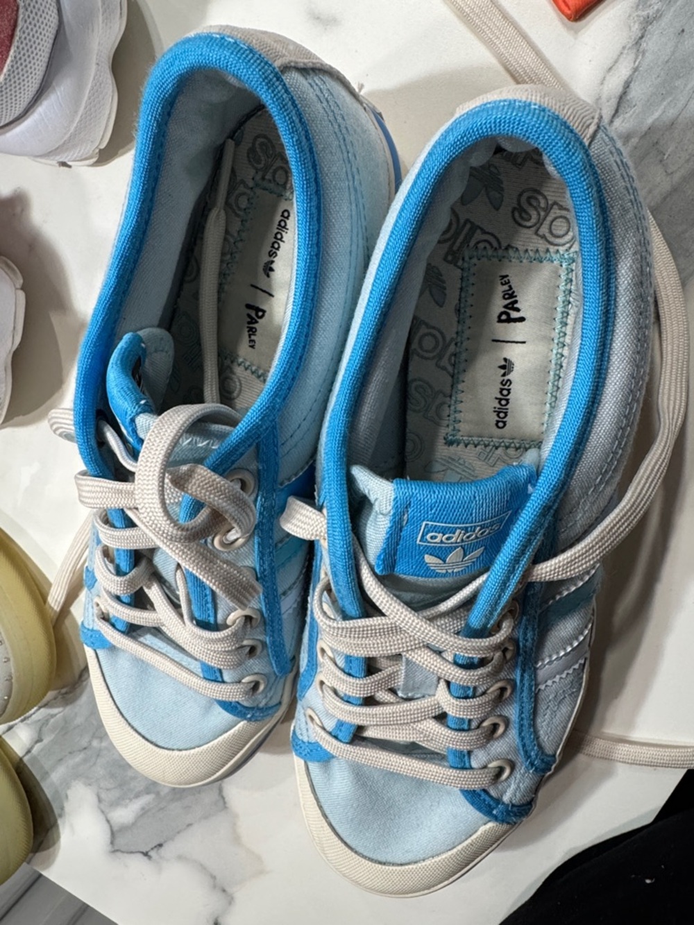 Adidas Nizza Parley Light Blue and Bright Blue Canvas Low-Top Sneakers